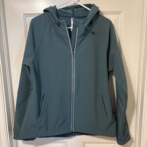 Fabletics Full Zip Hooded Performance Jacket Size XL Teal